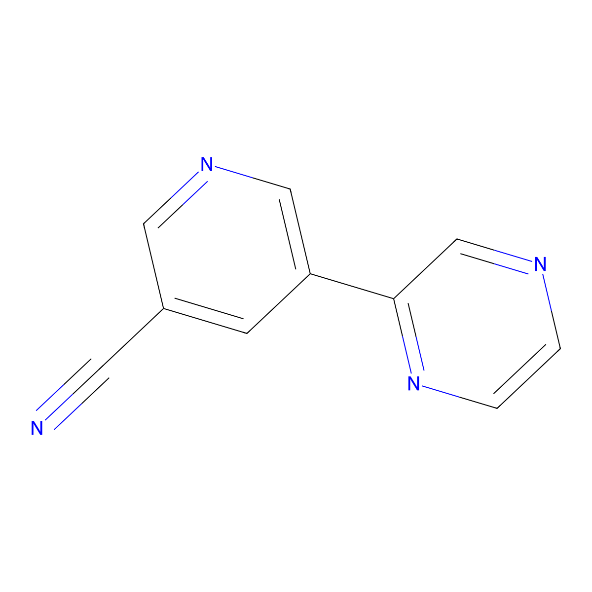 5-(Pyrazin-2-yl)nicotinonitrile molecular structure, CAS 1346687-25-9