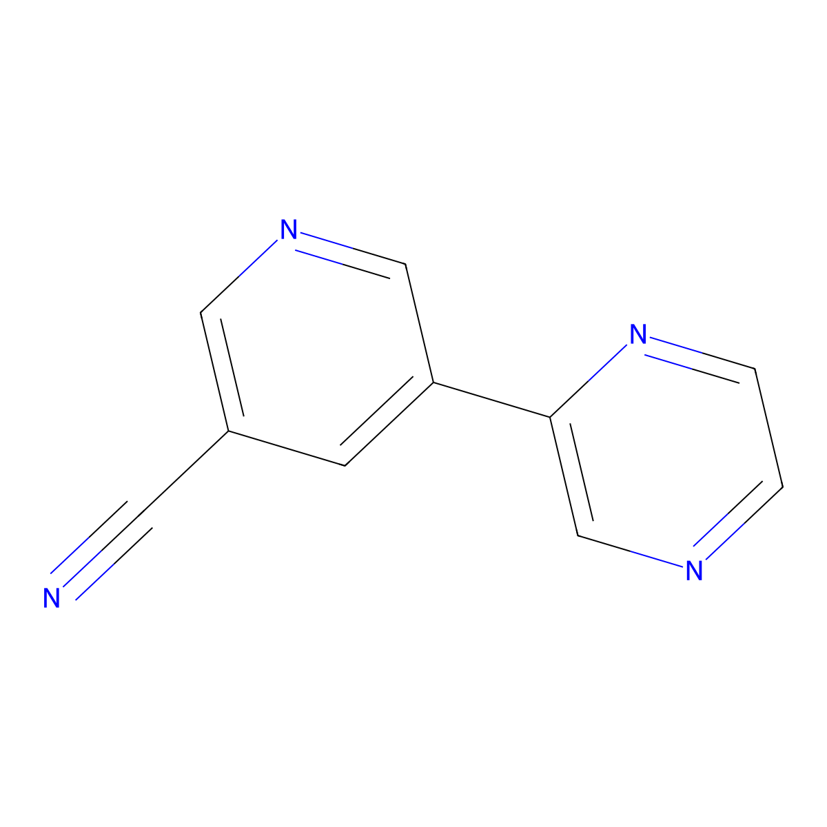 5-(Pyrazin-2-yl)nicotinonitrile molecular structure, CAS 1346687-25-9