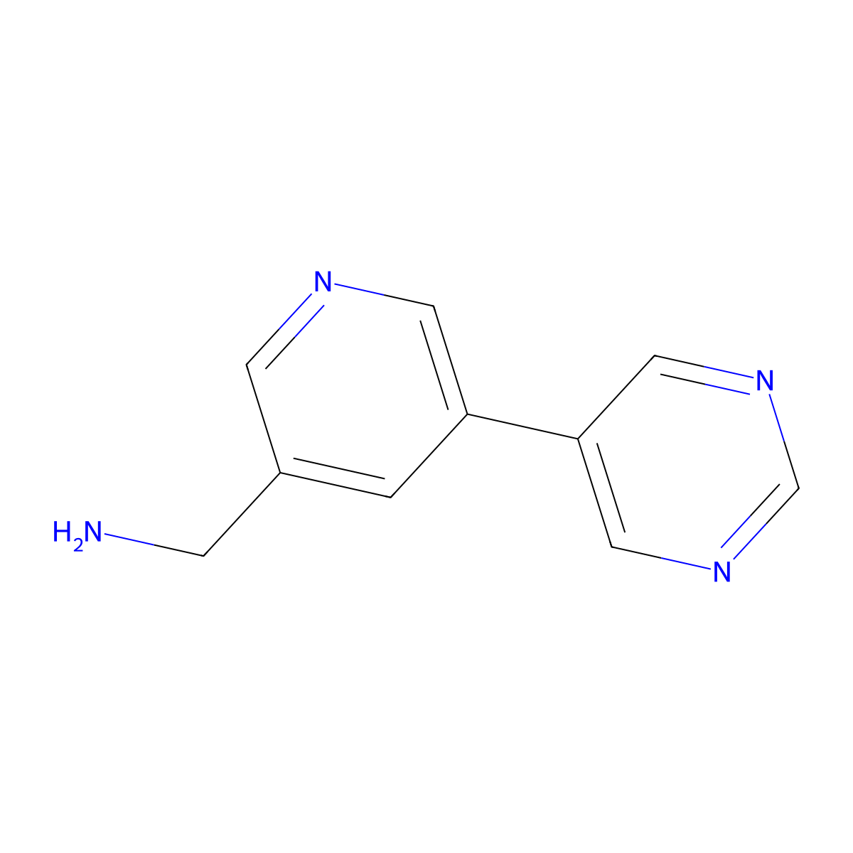 (5-(Pyrimidin-5-yl)pyridin-3-yl)methanamine molecular structure, CAS 1346687-36-2