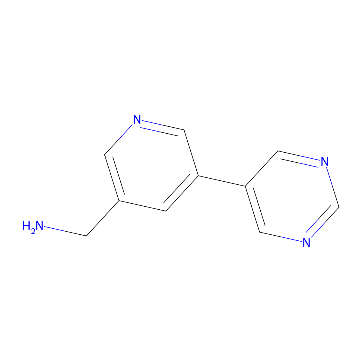 (5-(Pyrimidin-5-yl)pyridin-3-yl)methanamine molecular structure, CAS 1346687-36-2
