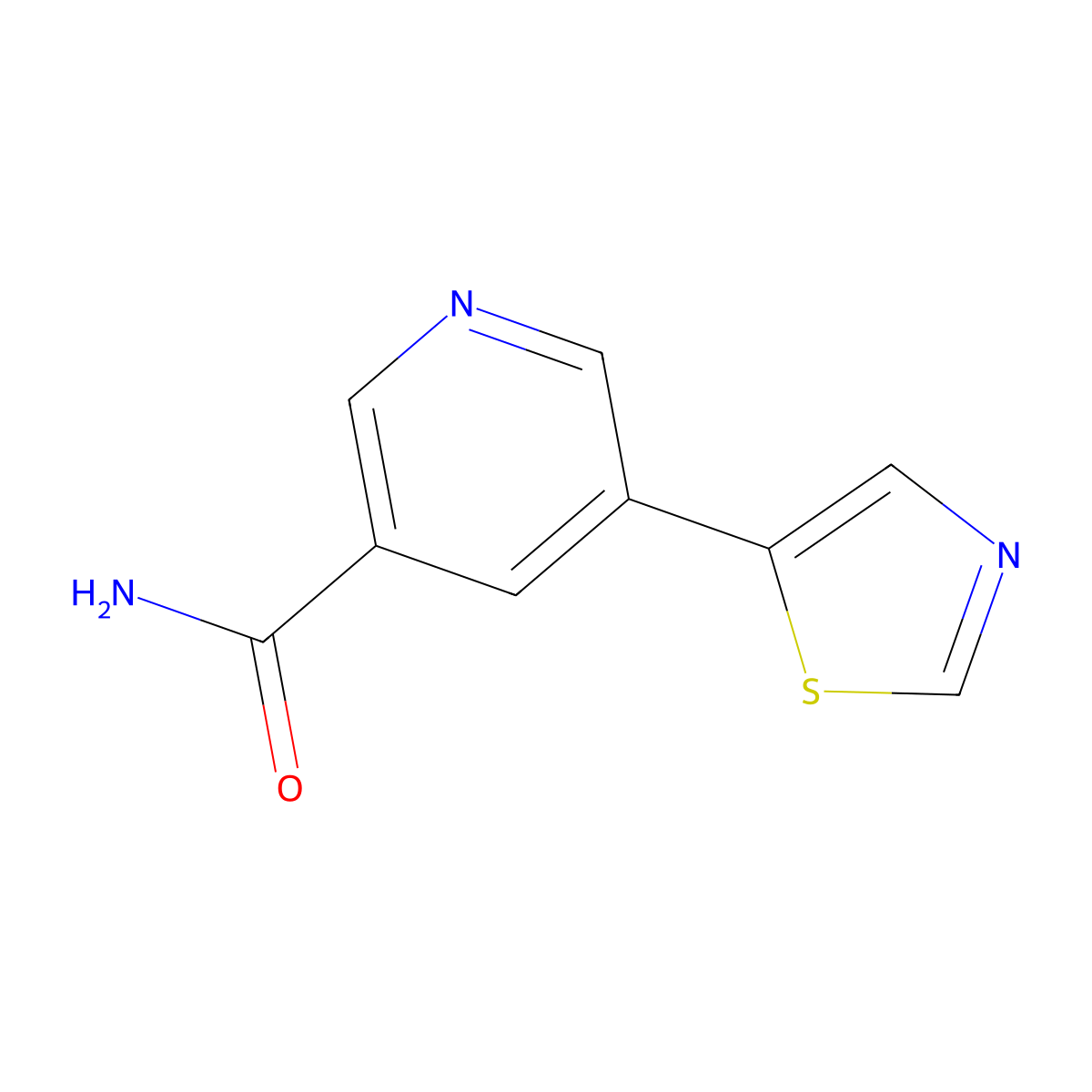 5-(Thiazol-5-yl)nicotinamide molecular structure, CAS 1346687-54-4