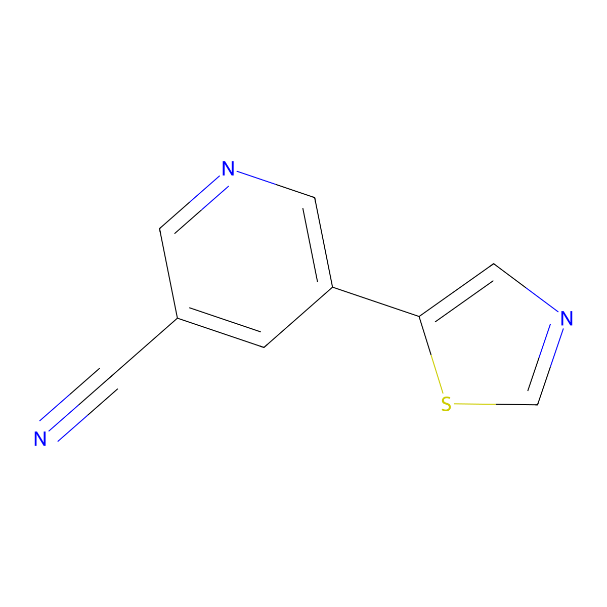 5-(Thiazol-5-yl)nicotinonitrile molecular structure, CAS 1346687-55-5