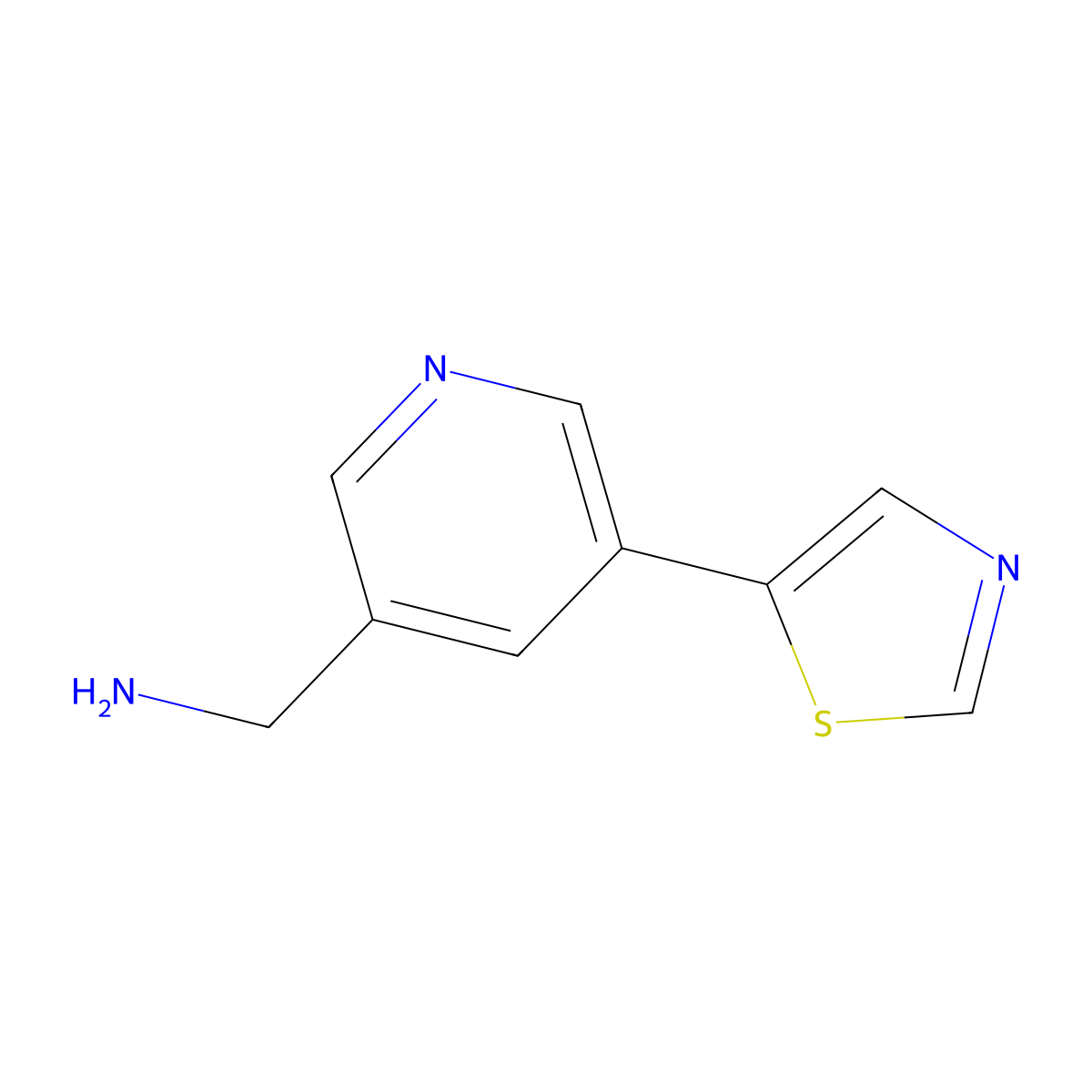 (5-(Thiazol-5-yl)pyridin-3-yl)methanamine molecular structure, CAS 1346687-58-8