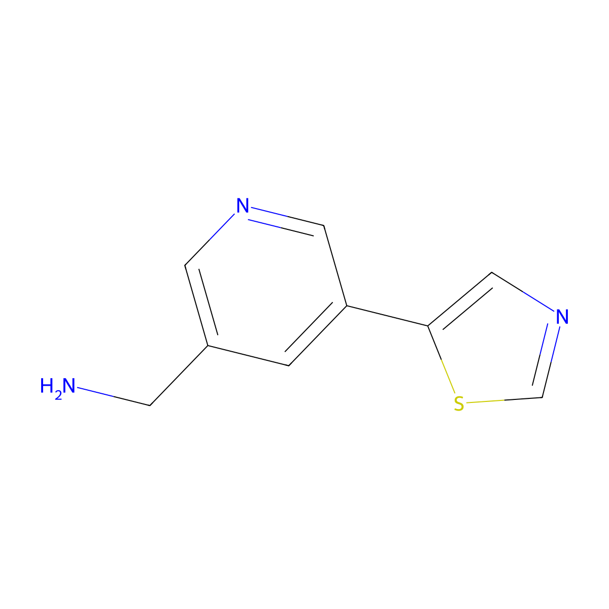 (5-(Thiazol-5-yl)pyridin-3-yl)methanamine molecular structure, CAS 1346687-58-8