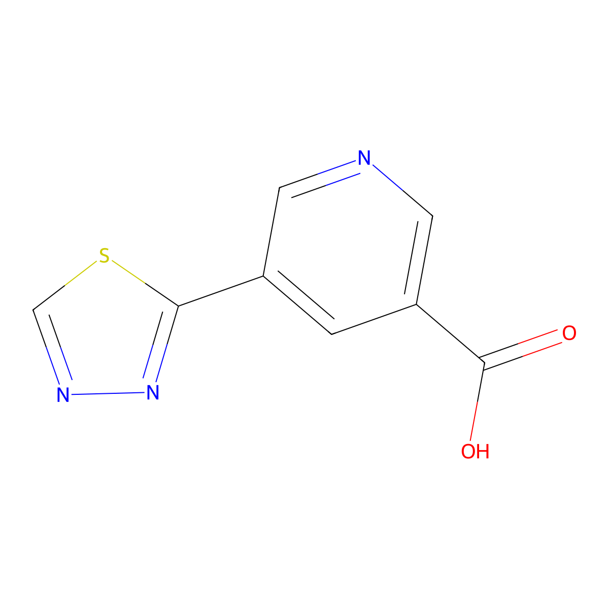 5-(1,3,4-Thiadiazol-2-yl)nicotinic acid molecular structure, CAS 1346687-59-9