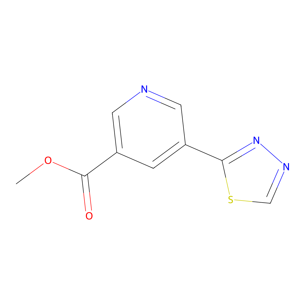 Methyl 5-(1,3,4-thiadiazol-2-yl)nicotinate molecular structure, CAS 1346687-60-2