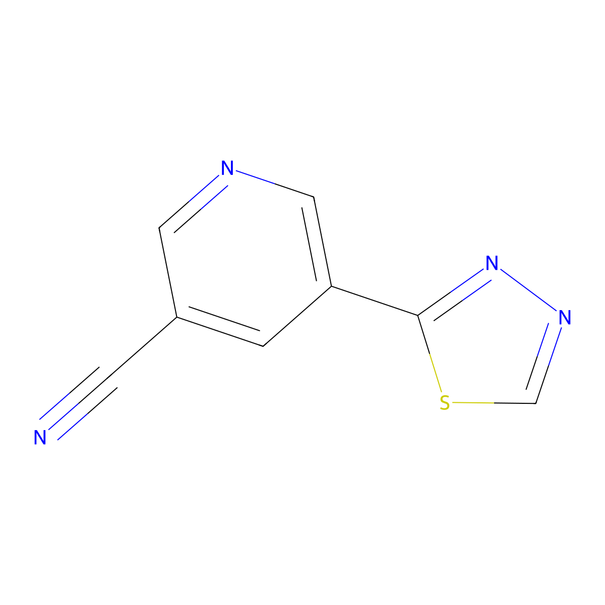 5-(1,3,4-Thiadiazol-2-yl)nicotinonitrile molecular structure, CAS 1346687-62-4