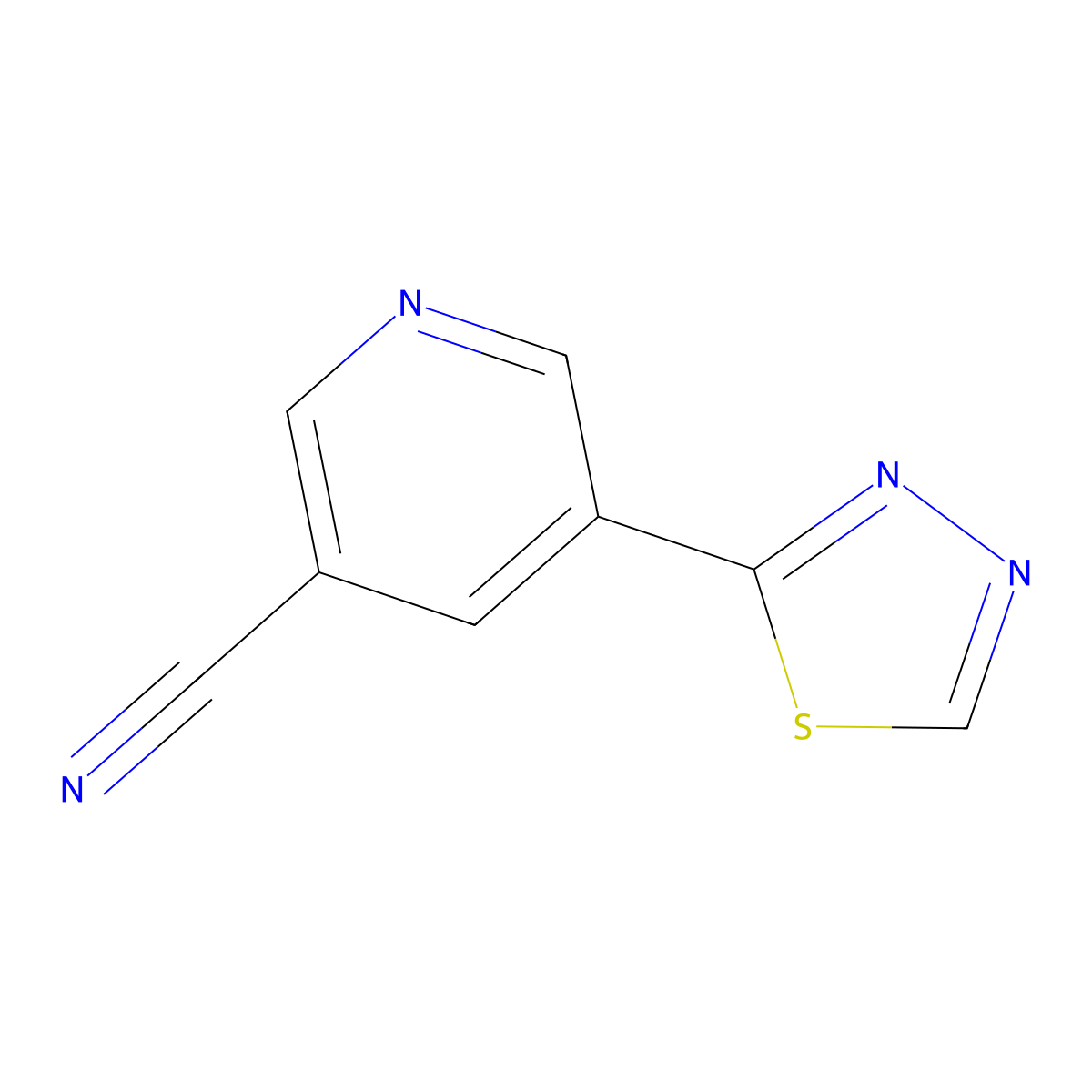 5-(1,3,4-Thiadiazol-2-yl)nicotinonitrile molecular structure, CAS 1346687-62-4