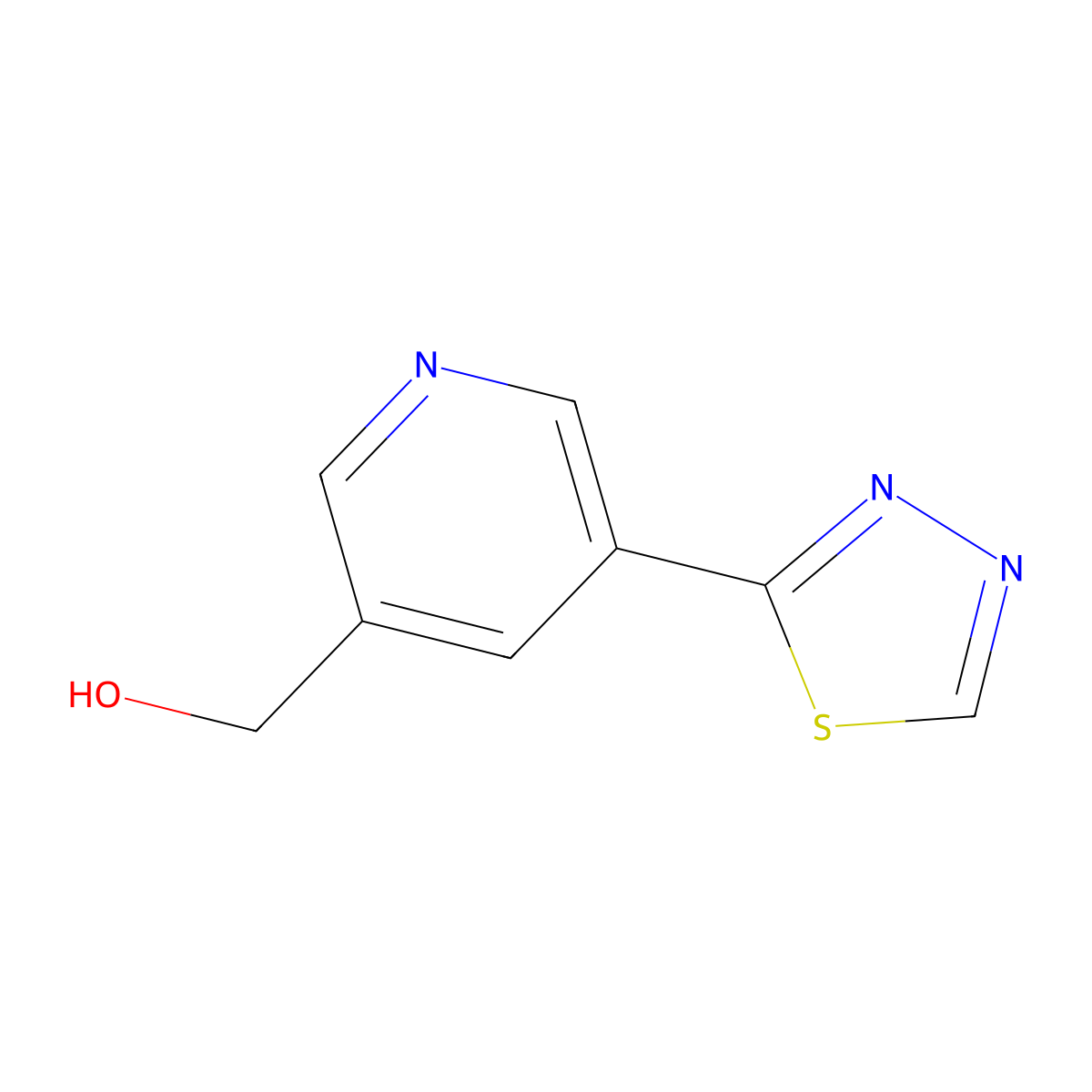 (5-(1,3,4-Thiadiazol-2-yl)pyridin-3-yl)methanol molecular structure, CAS 1346687-63-5