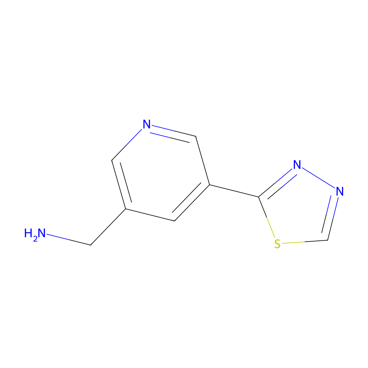 (5-(1,3,4-Thiadiazol-2-yl)pyridin-3-yl)methanamine molecular structure, CAS 1346687-65-7