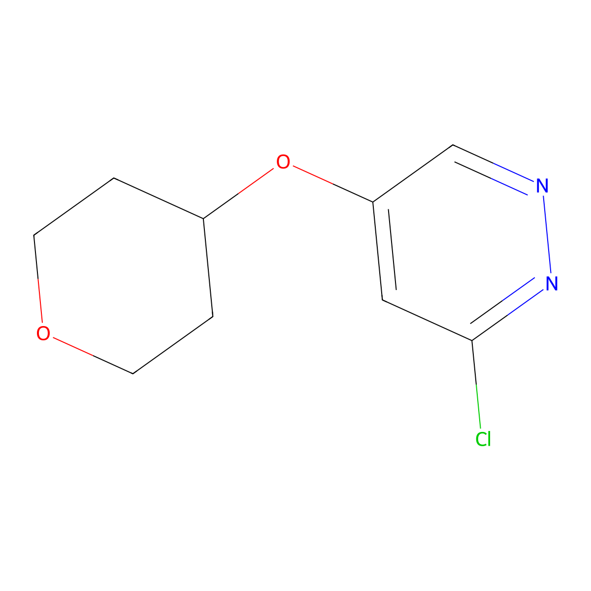 3-Chloro-5-((tetrahydro-2H-pyran-4-yl)oxy)pyridazine molecular structure, CAS 1346691-41-5
