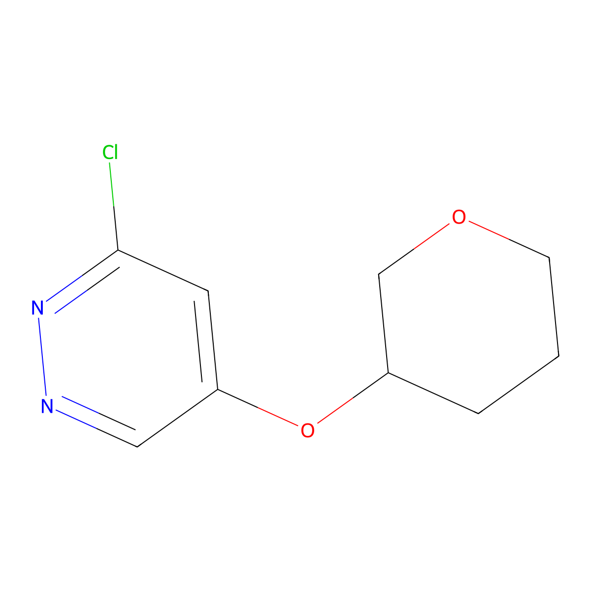 3-Chloro-5-((tetrahydro-2H-pyran-3-yl)oxy)pyridazine molecular structure, CAS 1346691-42-6