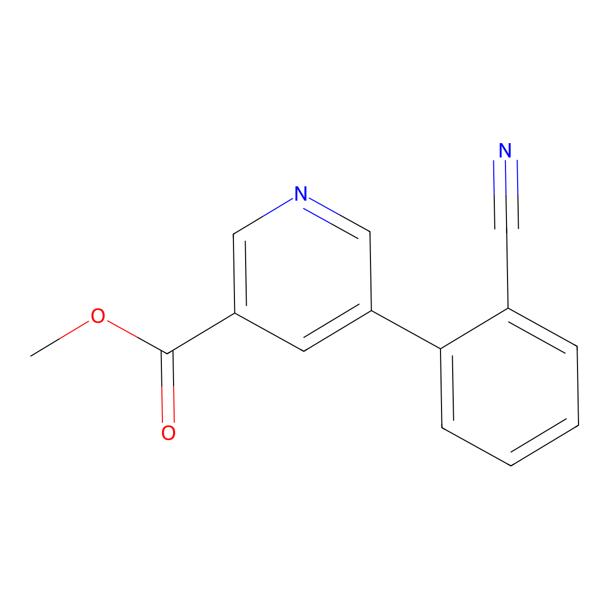Methyl 5-(2-cyanophenyl)nicotinate molecular structure, CAS 1346691-50-6