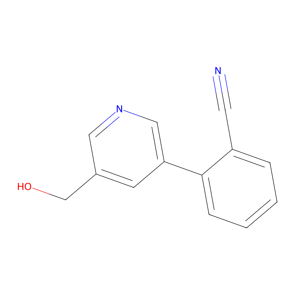 2-(5-(Hydroxymethyl)pyridin-3-yl)benzonitrile molecular structure, CAS 1346691-53-9