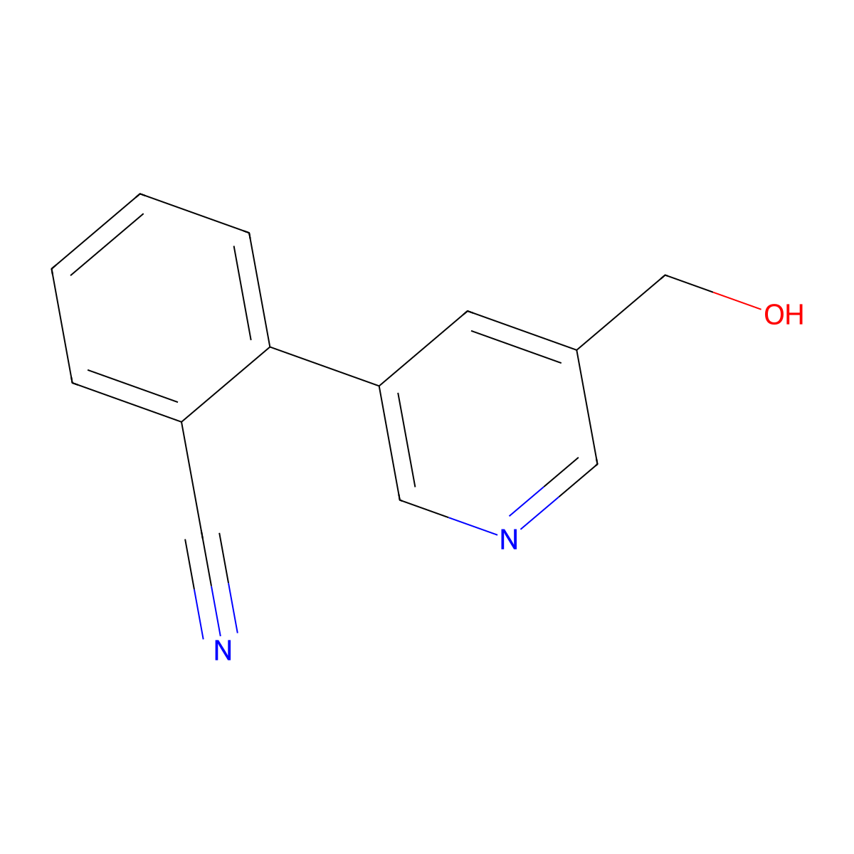 2-(5-(Hydroxymethyl)pyridin-3-yl)benzonitrile molecular structure, CAS 1346691-53-9