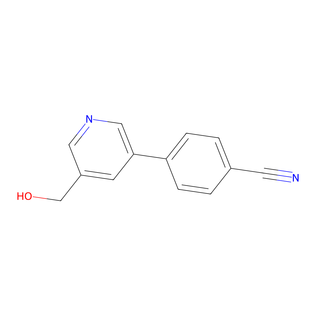 4-(5-(Hydroxymethyl)pyridin-3-yl)benzonitrile molecular structure, CAS 1346691-61-9