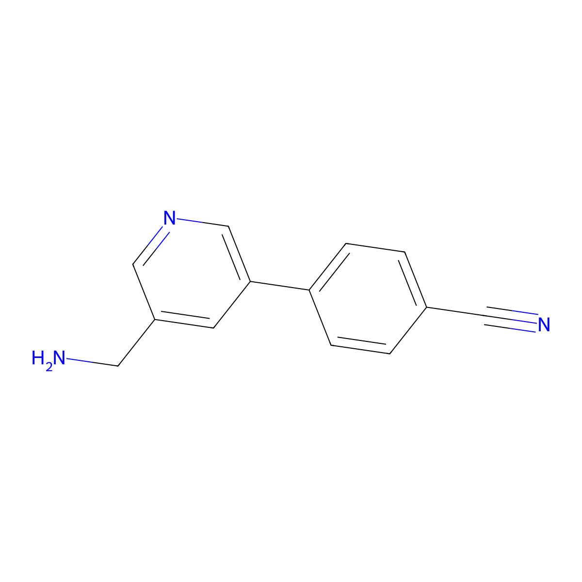 4-(5-(Aminomethyl)pyridin-3-yl)benzonitrile molecular structure, CAS 1346691-62-0
