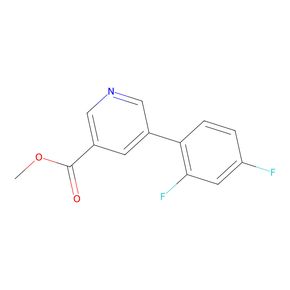 Methyl 5-(2,4-difluorophenyl)pyridine-3-carboxylate molecular structure, CAS 1346691-66-4