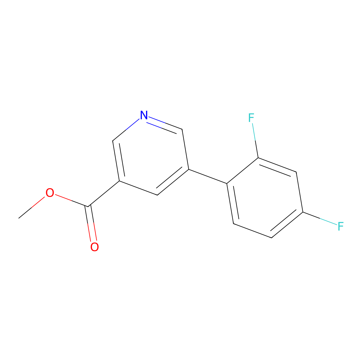Methyl 5-(2,4-difluorophenyl)pyridine-3-carboxylate molecular structure, CAS 1346691-66-4