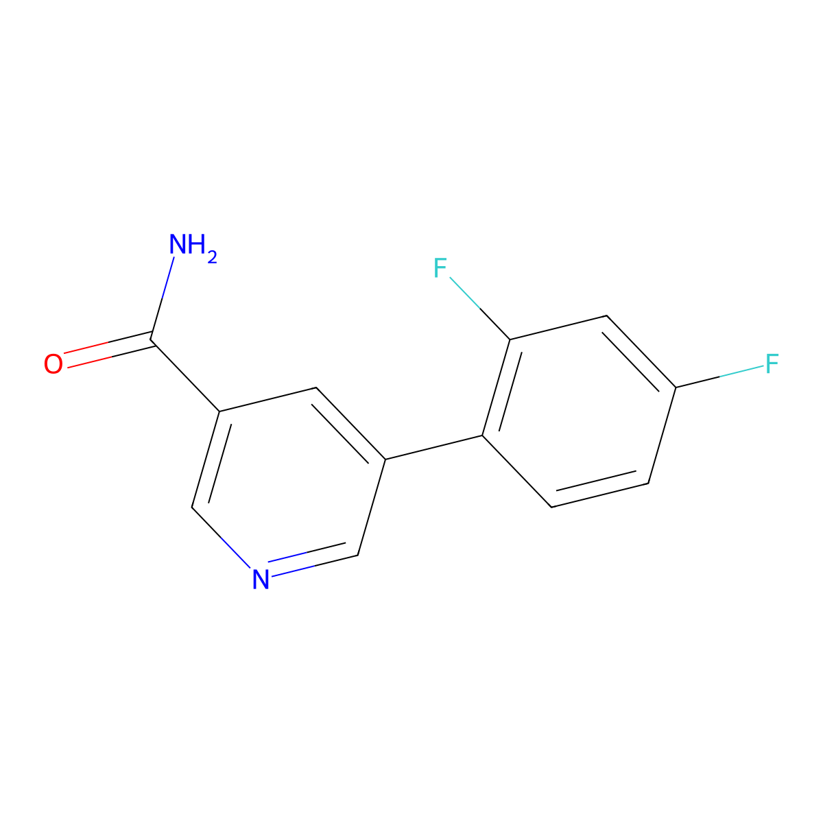 5-(2,4-Difluorophenyl)nicotinamide molecular structure, CAS 1346691-67-5