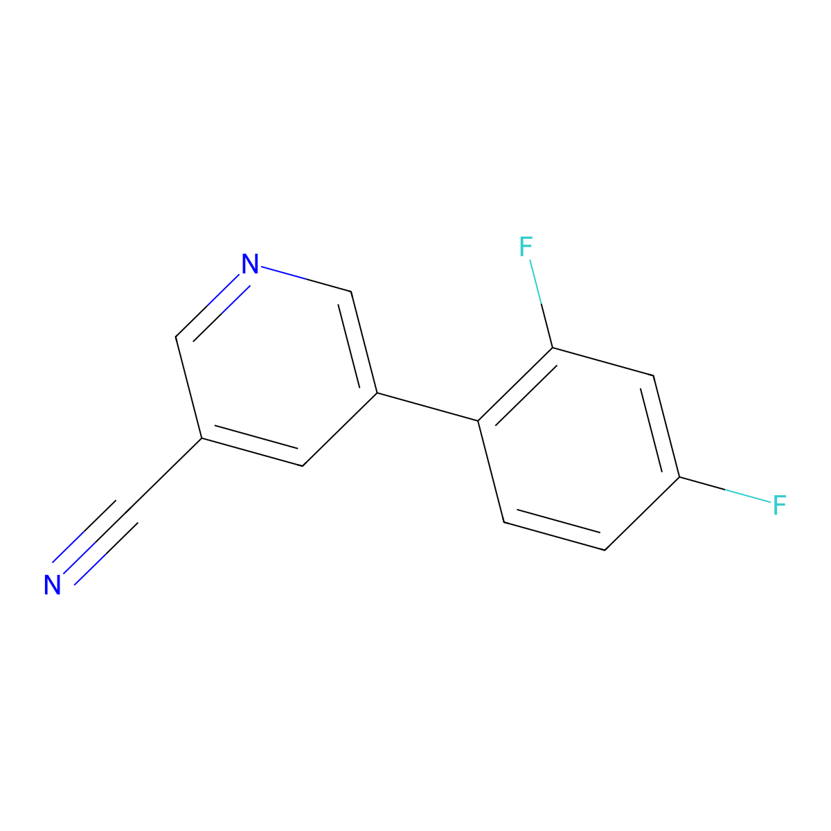 5-(2,4-Difluorophenyl)nicotinonitrile molecular structure, CAS 1346691-68-6