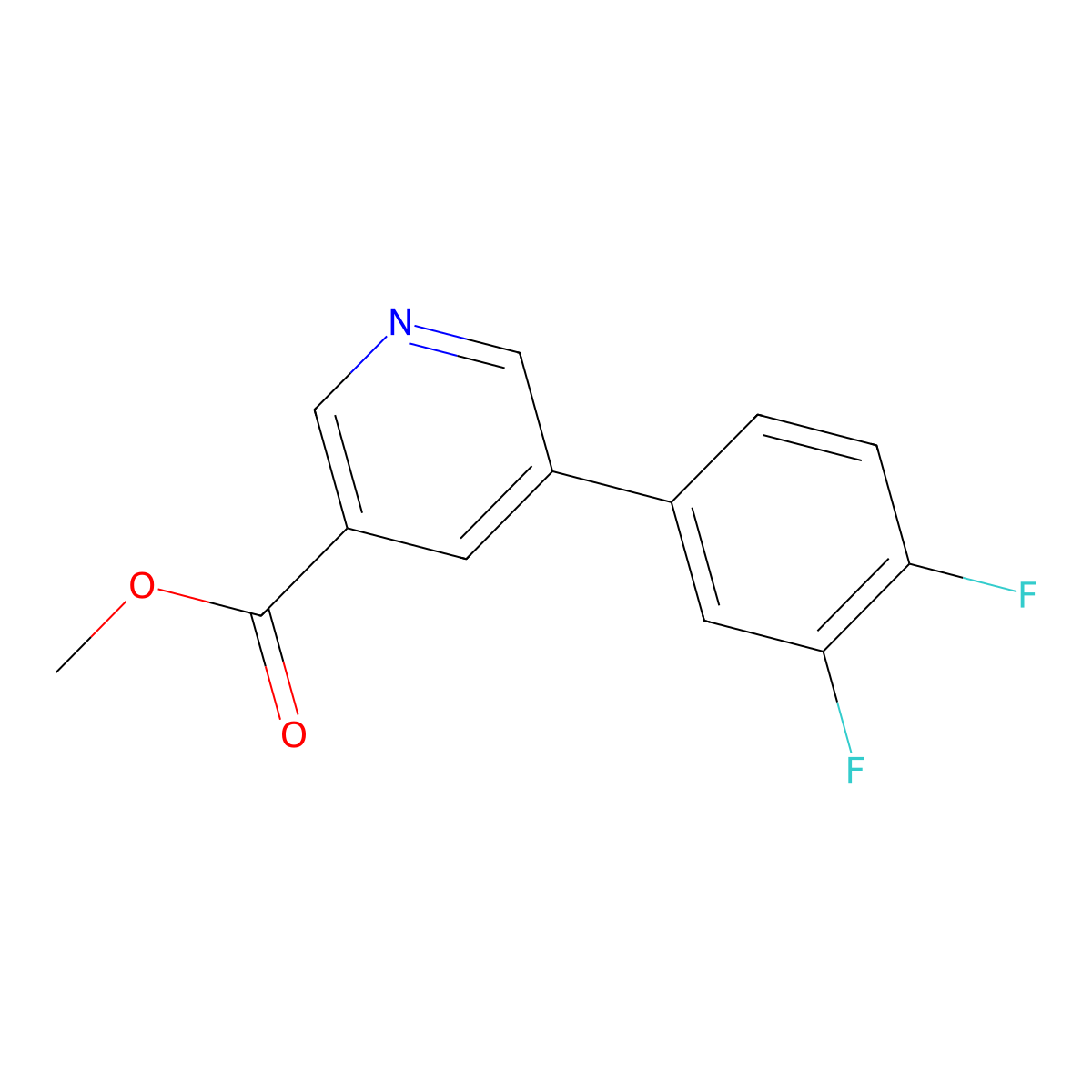 Methyl 5-(3,4-difluorophenyl)nicotinate molecular structure, CAS 1346691-70-0