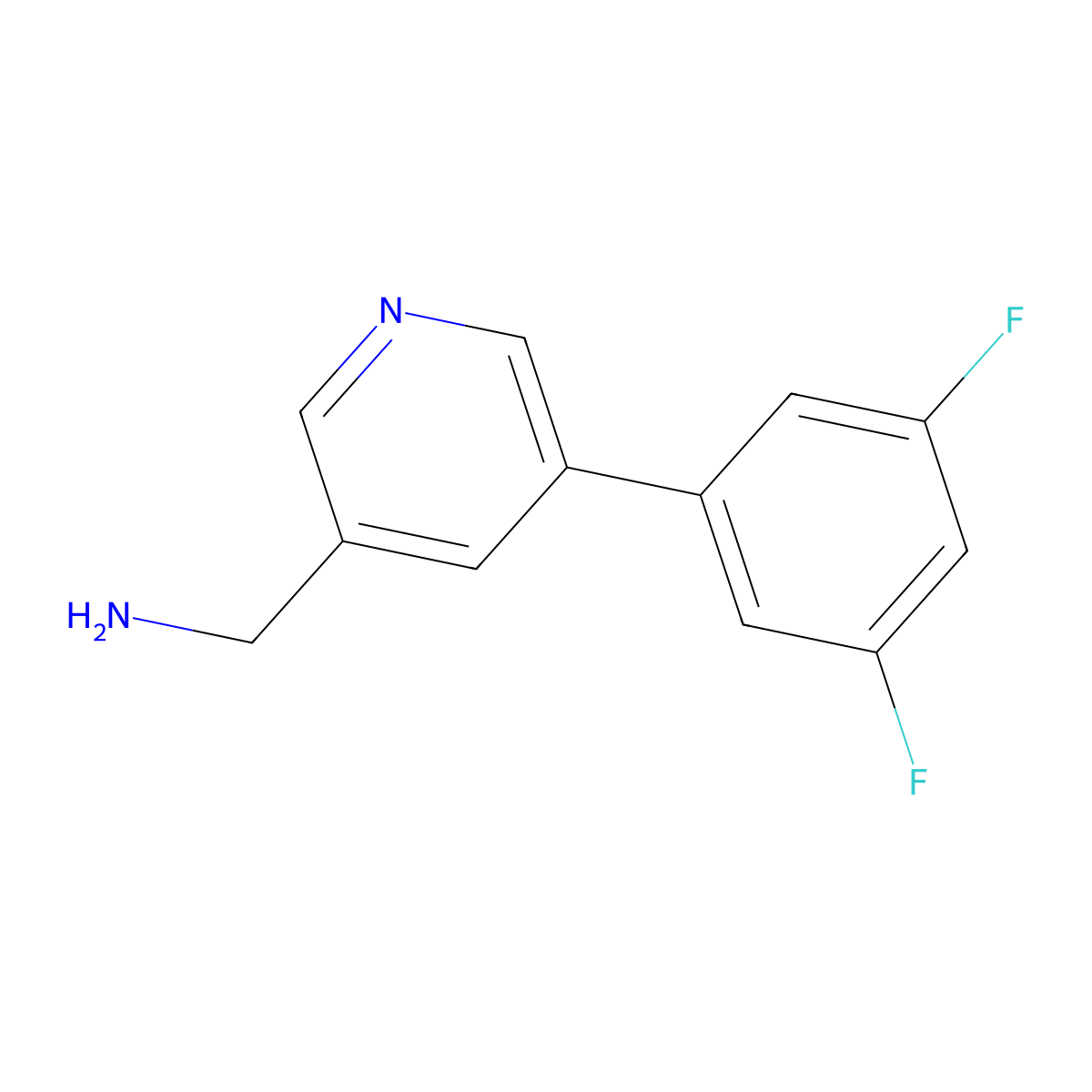 (5-(3,5-Difluorophenyl)pyridin-3-yl)methanamine molecular structure, CAS 1346691-80-2