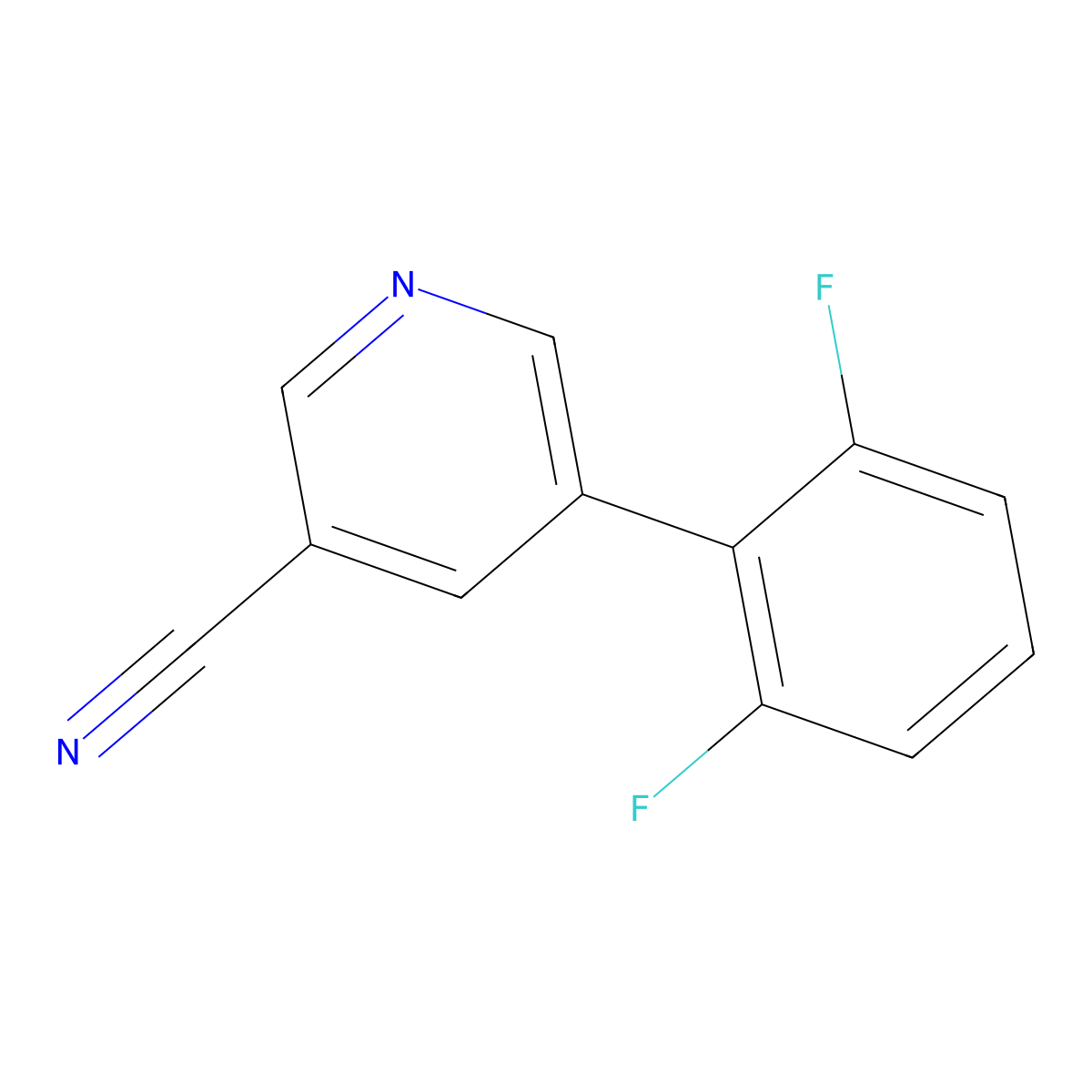 5-(2,6-Difluorophenyl)nicotinonitrile molecular structure, CAS 1346691-82-4