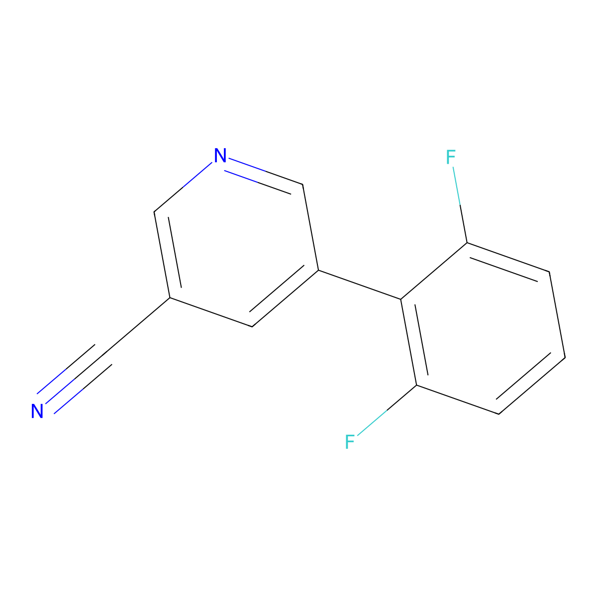 5-(2,6-Difluorophenyl)nicotinonitrile molecular structure, CAS 1346691-82-4