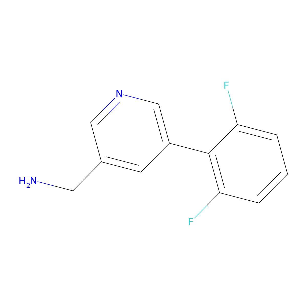 (5-(2,6-Difluorophenyl)pyridin-3-yl)methanamine molecular structure, CAS 1346691-85-7