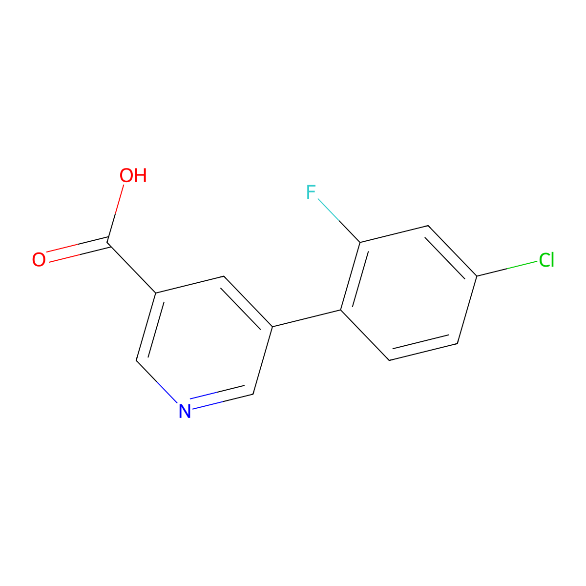 5-(4-Chloro-2-fluorophenyl)nicotinic acid molecular structure, CAS 1346691-86-8