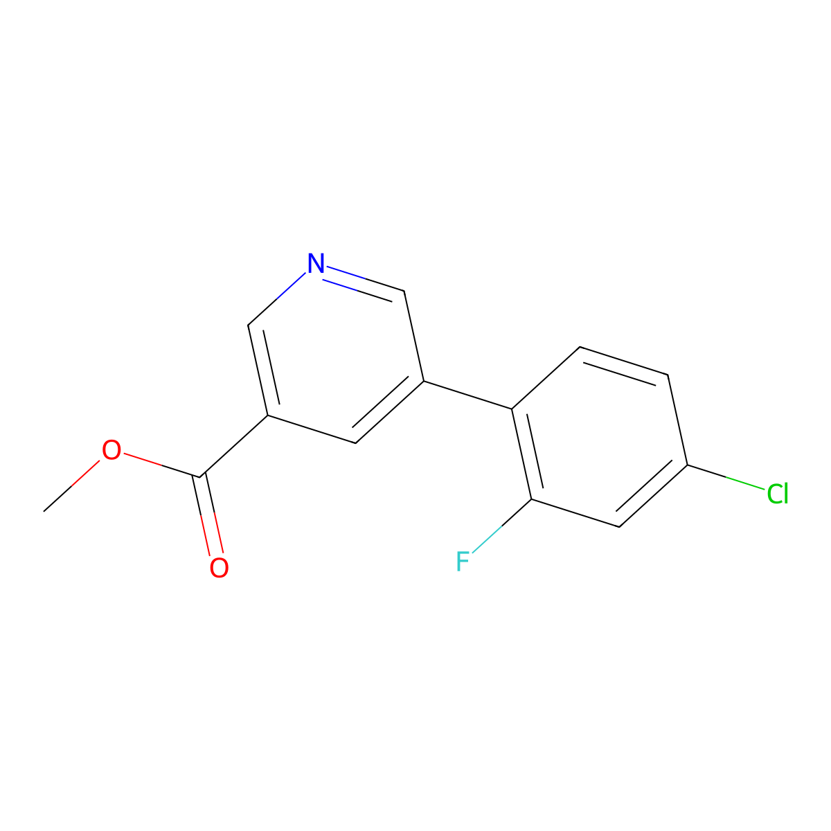 Methyl 5-(4-chloro-2-fluorophenyl)nicotinate molecular structure, CAS 1346691-87-9