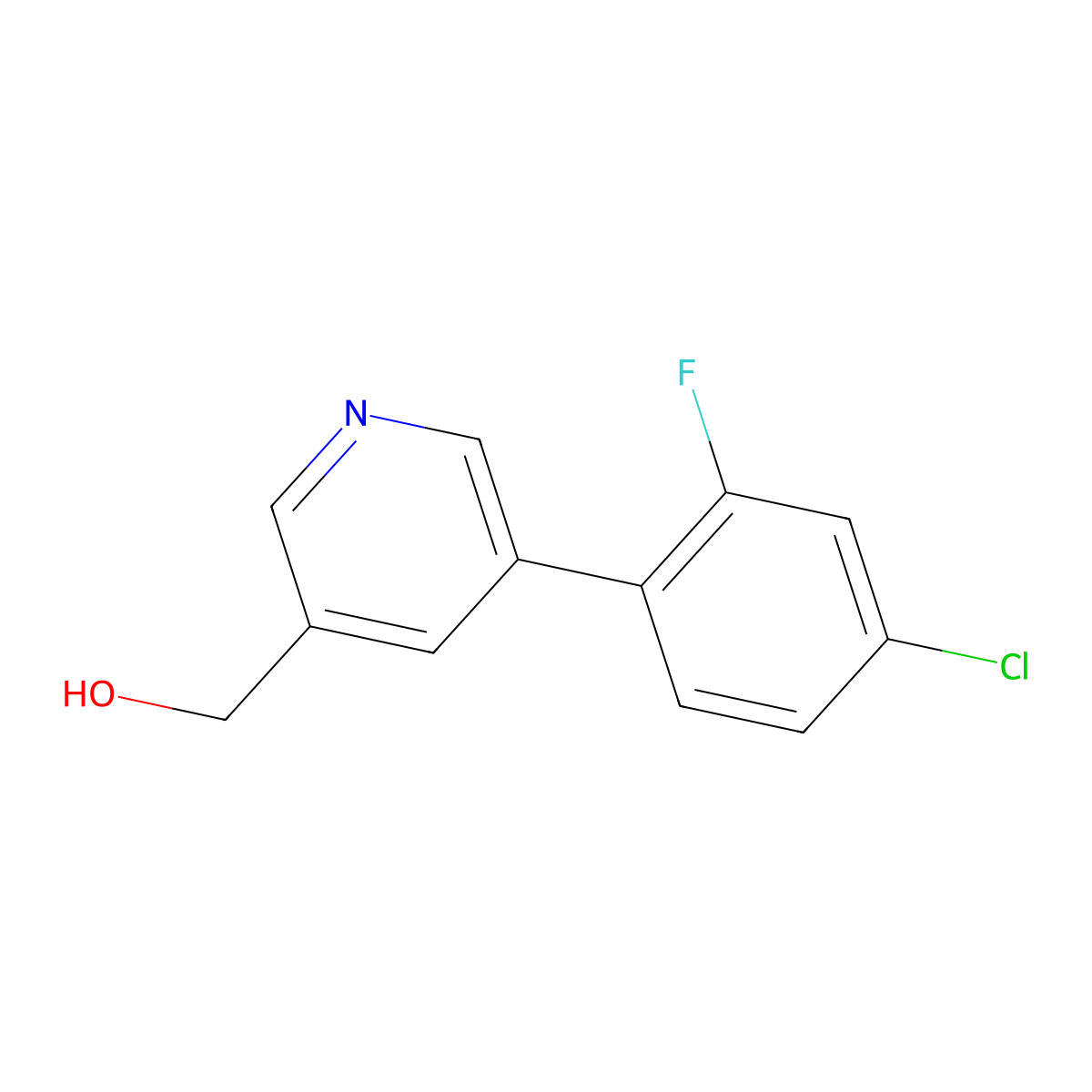 (5-(4-Chloro-2-fluorophenyl)pyridin-3-yl)methanol molecular structure, CAS 1346691-90-4