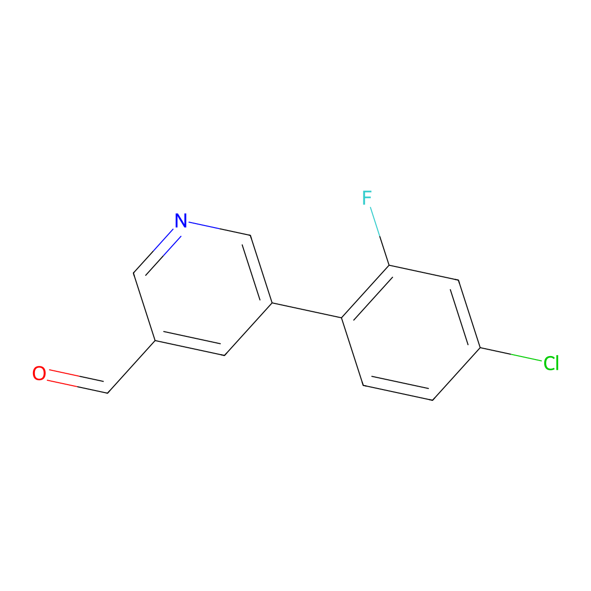 5-(4-Chloro-2-fluorophenyl)nicotinaldehyde molecular structure, CAS 1346691-91-5