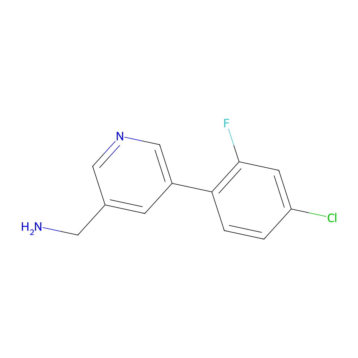 (5-(4-Chloro-2-fluorophenyl)pyridin-3-yl)methanamine molecular structure, CAS 1346691-92-6