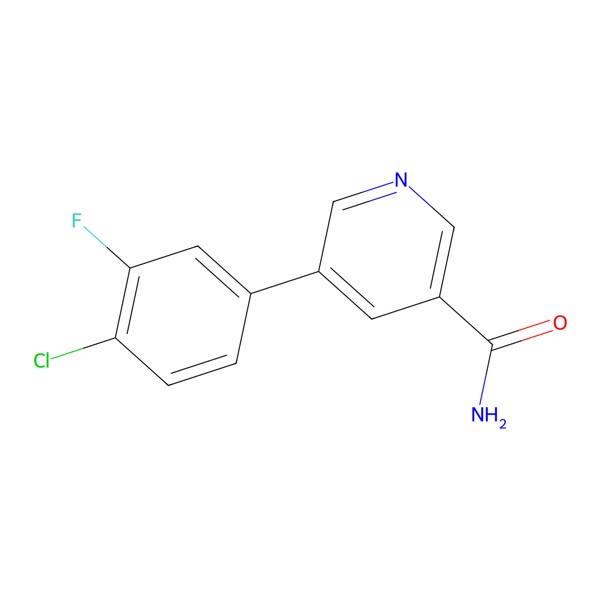 5-(4-Chloro-3-fluorophenyl)nicotinamide molecular structure, CAS 1346691-93-7