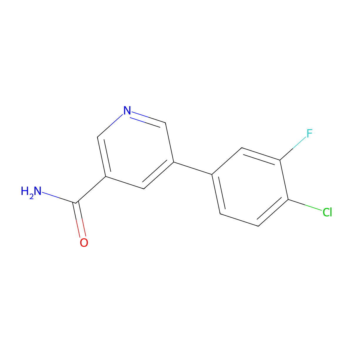 5-(4-Chloro-3-fluorophenyl)nicotinamide molecular structure, CAS 1346691-93-7