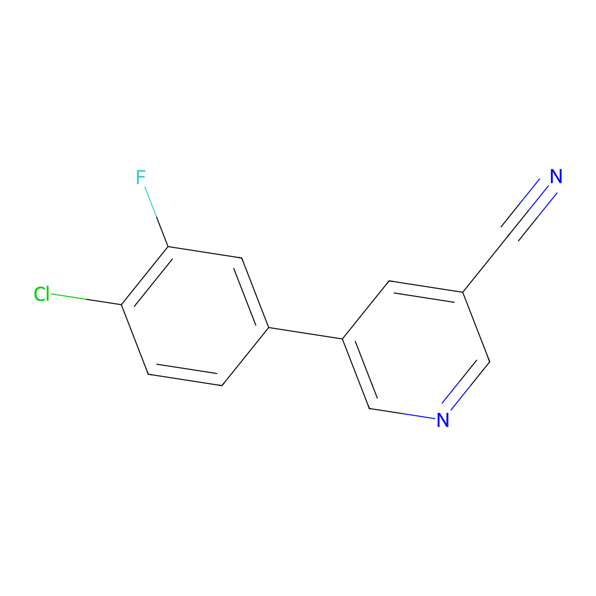 5-(4-Chloro-3-fluorophenyl)nicotinonitrile molecular structure, CAS 1346691-94-8