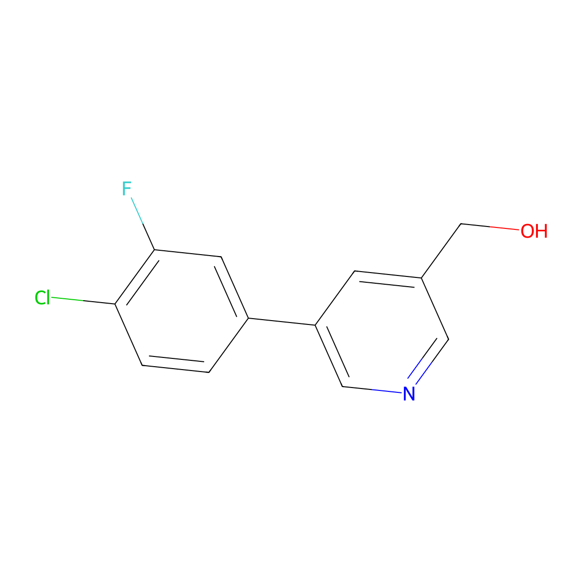 (5-(4-Chloro-3-fluorophenyl)pyridin-3-yl)methanol molecular structure, CAS 1346691-95-9