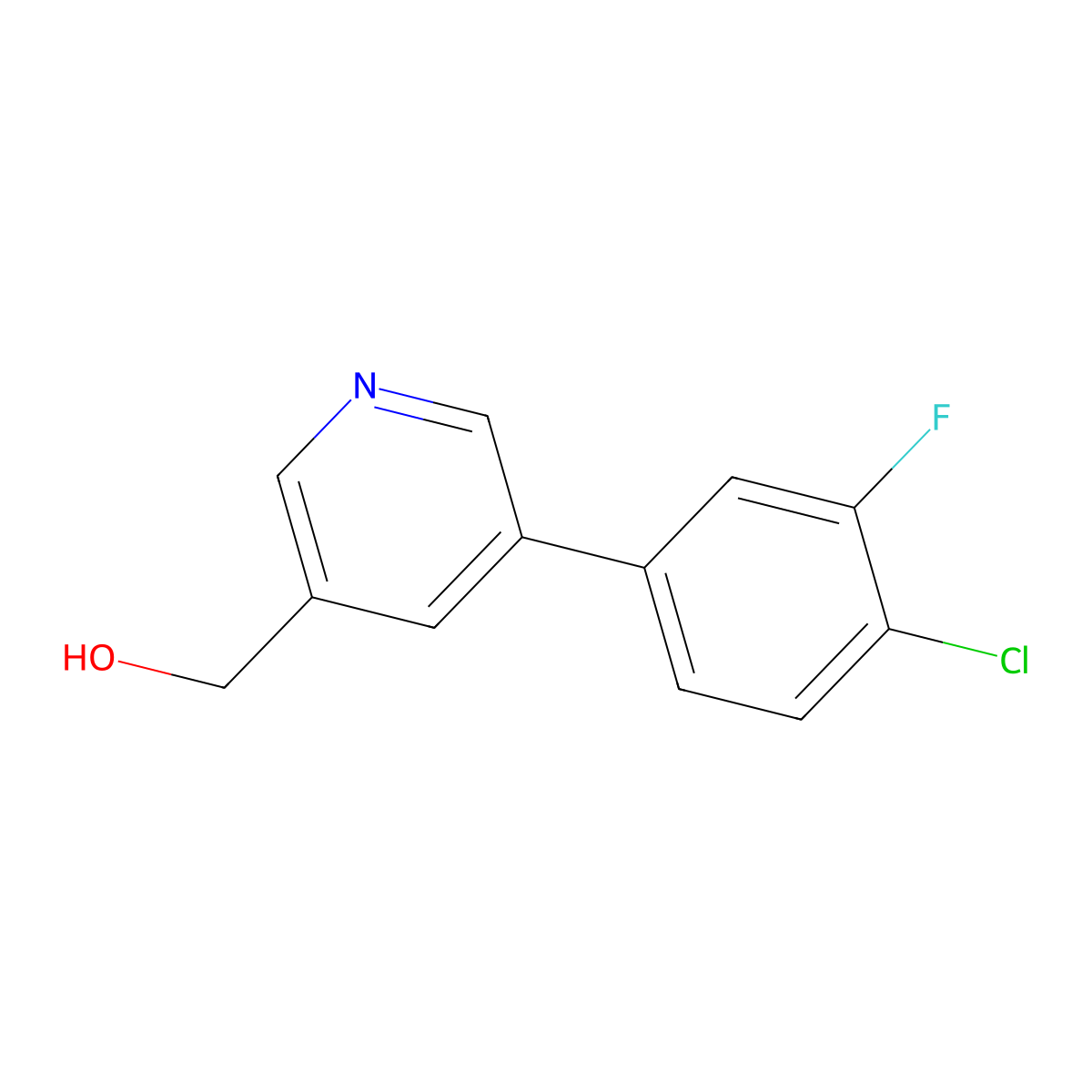 (5-(4-Chloro-3-fluorophenyl)pyridin-3-yl)methanol molecular structure, CAS 1346691-95-9