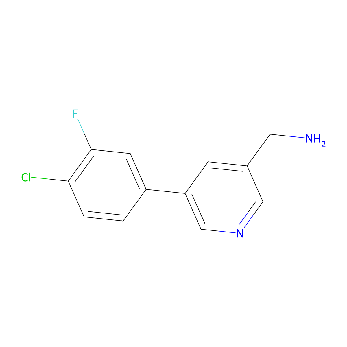 (5-(4-Chloro-3-fluorophenyl)pyridin-3-yl)methanamine molecular structure, CAS 1346691-97-1