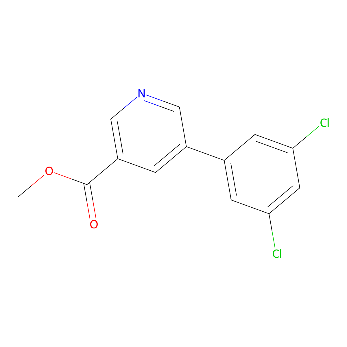 Methyl 5-(3,5-dichlorophenyl)nicotinate molecular structure, CAS 1346691-98-2