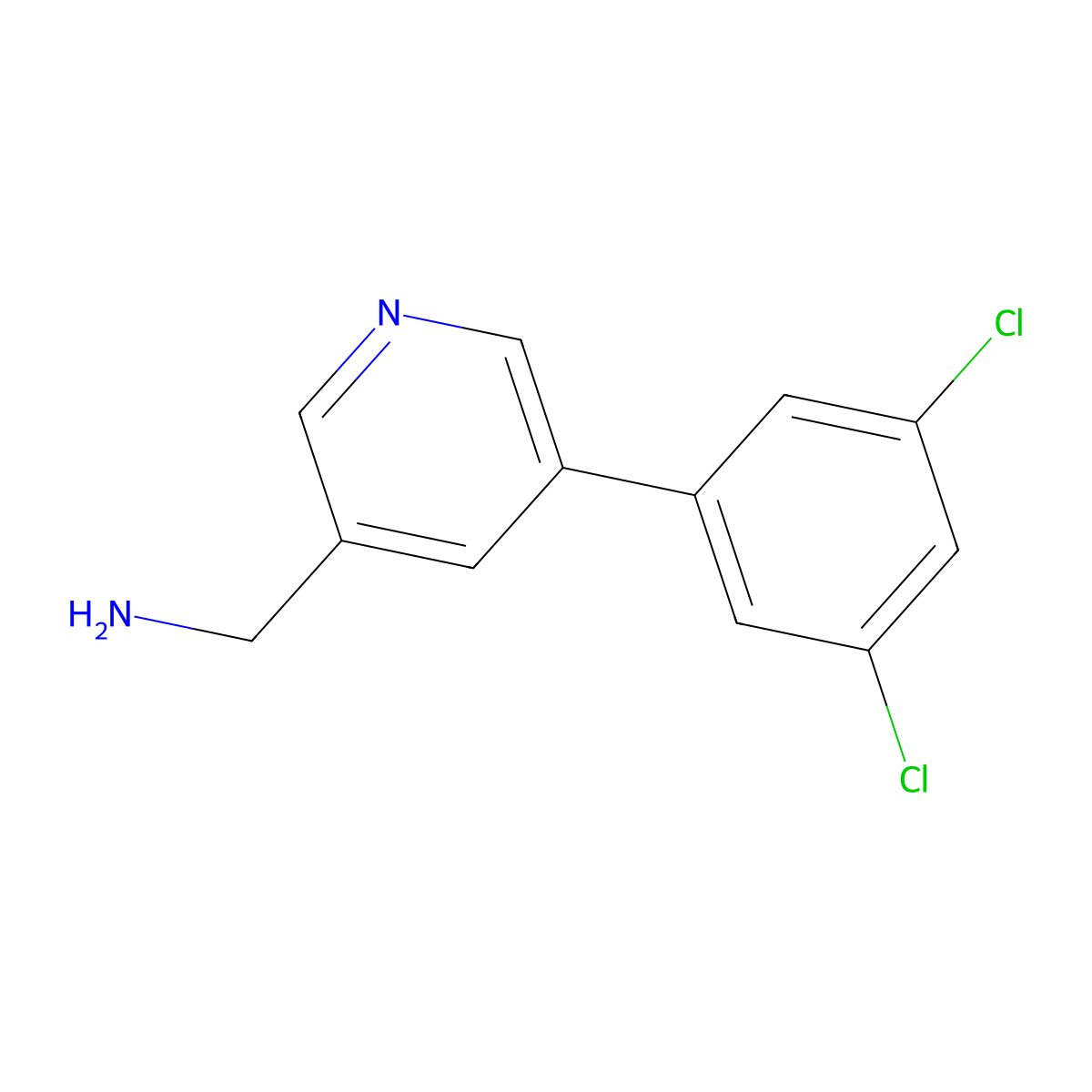 (5-(3,5-Dichlorophenyl)pyridin-3-yl)methanamine molecular structure, CAS 1346692-02-1