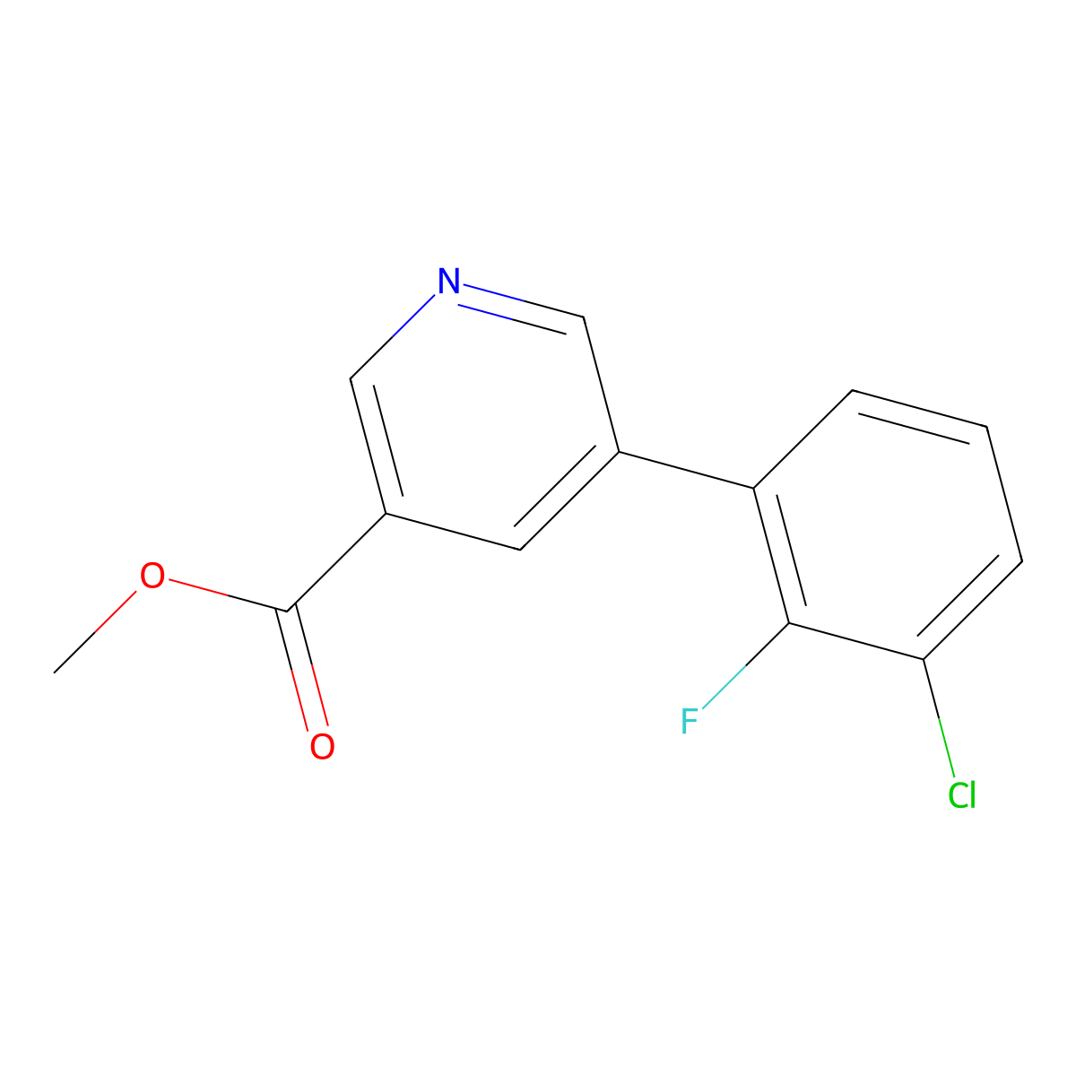 Methyl 5-(3-chloro-2-fluorophenyl)nicotinate molecular structure, CAS 1346692-04-3