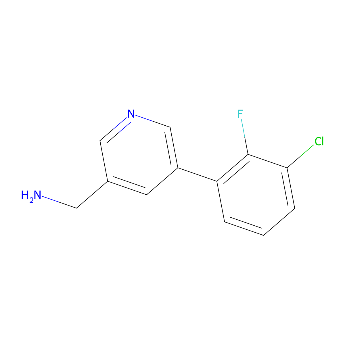 (5-(3-Chloro-2-fluorophenyl)pyridin-3-yl)methanamine molecular structure, CAS 1346692-08-7