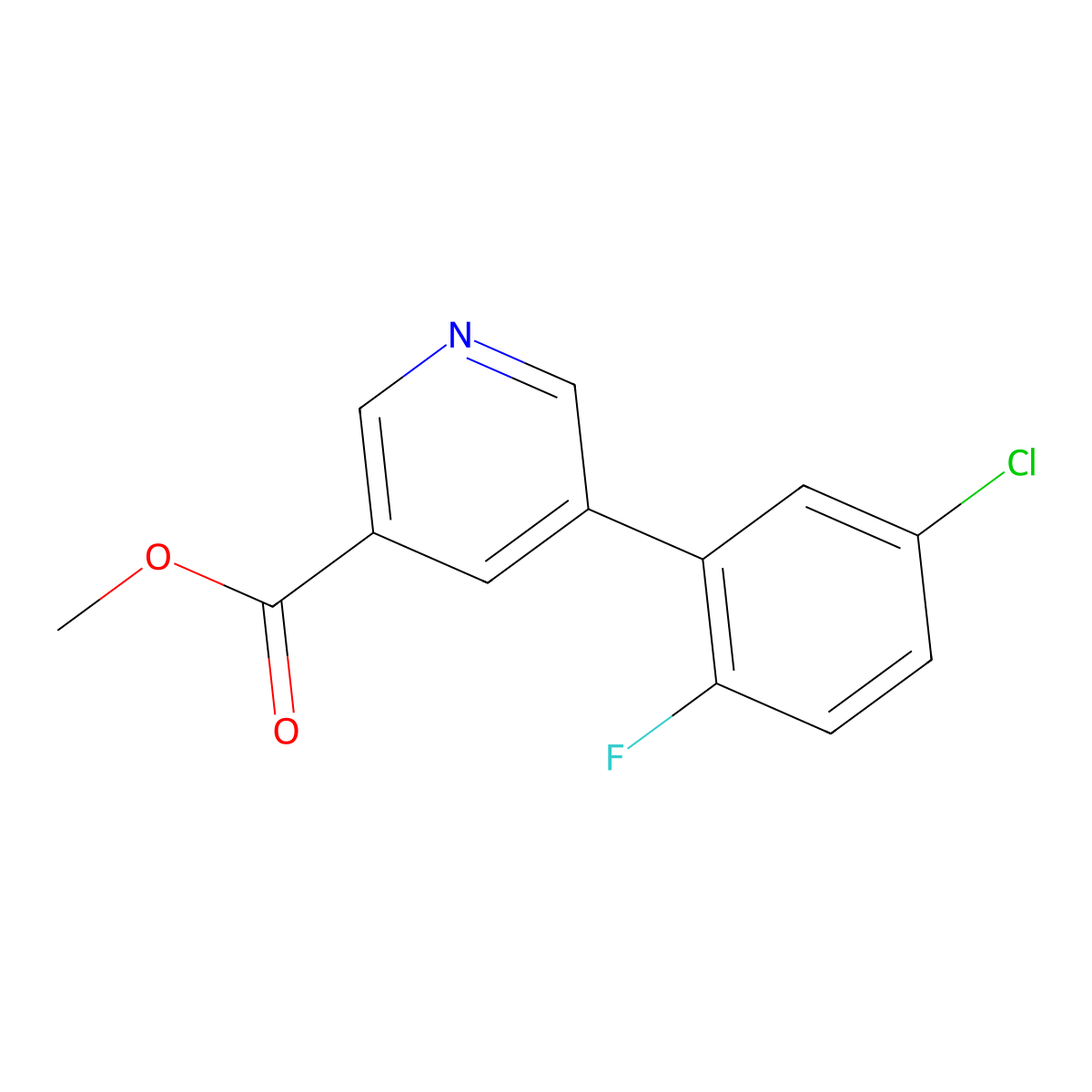 Methyl 5-(5-chloro-2-fluorophenyl)nicotinate molecular structure, CAS 1346692-10-1