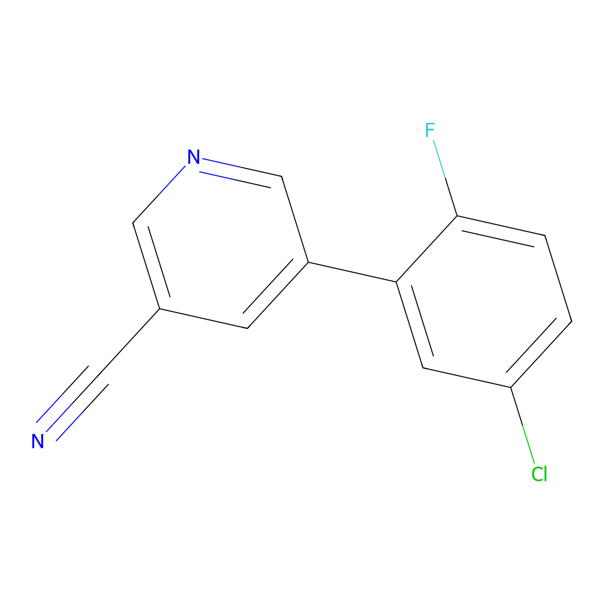 5-(5-Chloro-2-fluorophenyl)nicotinonitrile molecular structure, CAS 1346692-12-3