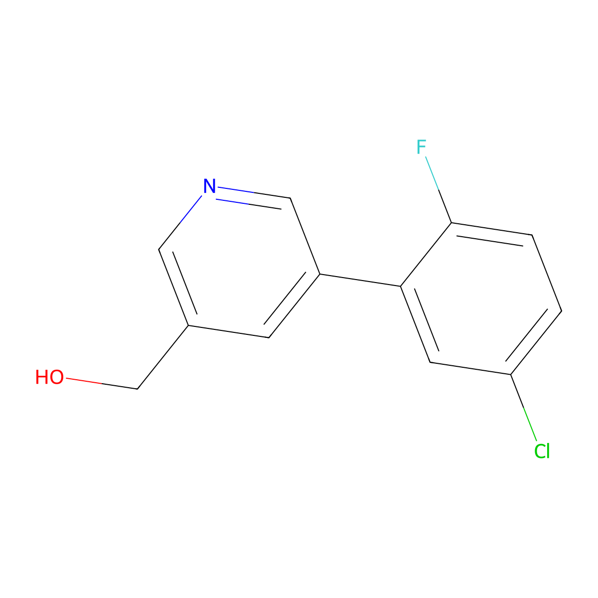(5-(5-Chloro-2-fluorophenyl)pyridin-3-yl)methanol molecular structure, CAS 1346692-13-4