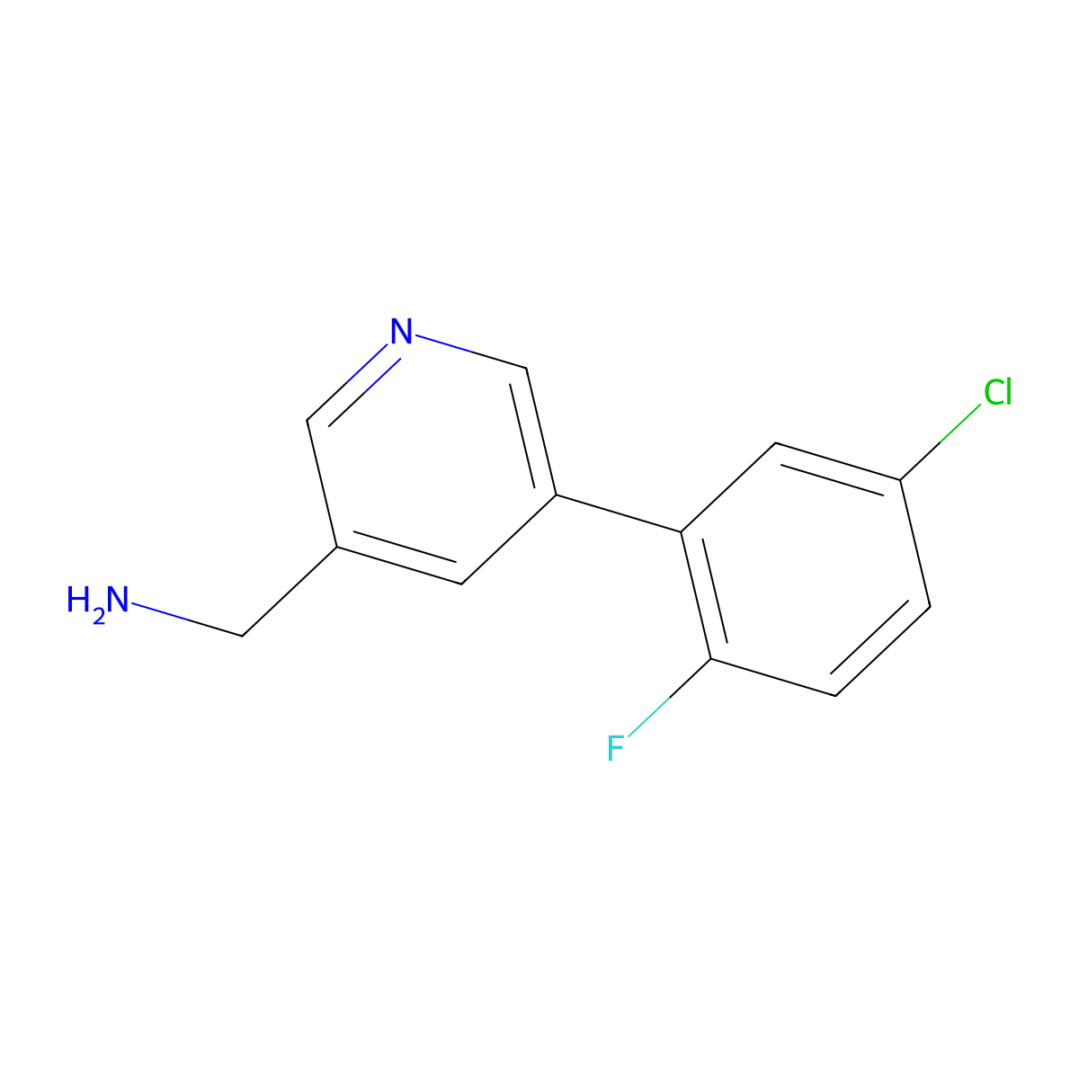 (5-(5-Chloro-2-fluorophenyl)pyridin-3-yl)methanamine molecular structure, CAS 1346692-15-6