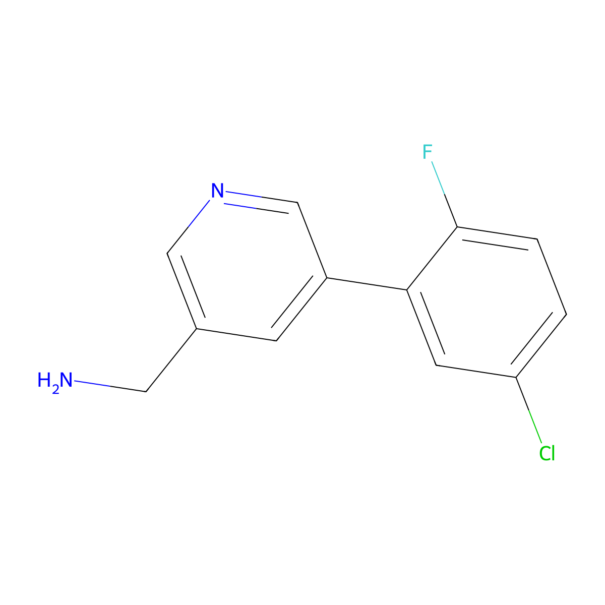 (5-(5-Chloro-2-fluorophenyl)pyridin-3-yl)methanamine molecular structure, CAS 1346692-15-6